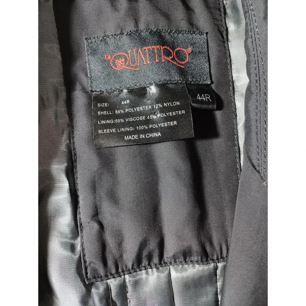 Di Quattro Coat Mens 44R Black‎ Rain Overcoat Quilted Lined Button Front